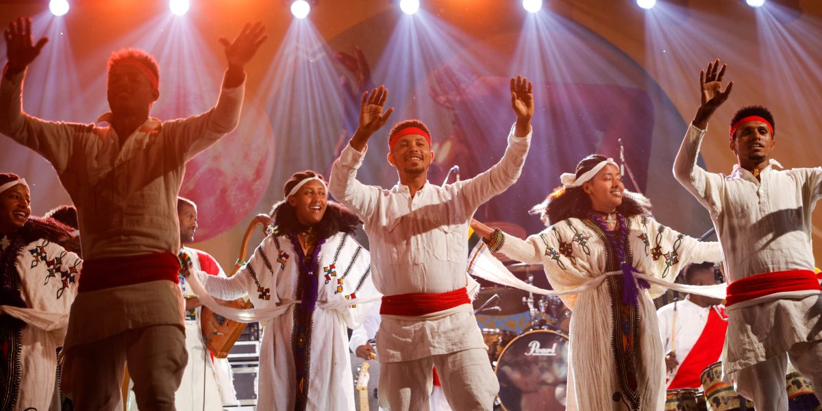 Ethiopian traditional dancers perform during the Jazz show at the Ethio-Jazz Festival in Addis Ababa, Ethiopia April 29, 2023. REUTERS/Tiksa Negeri